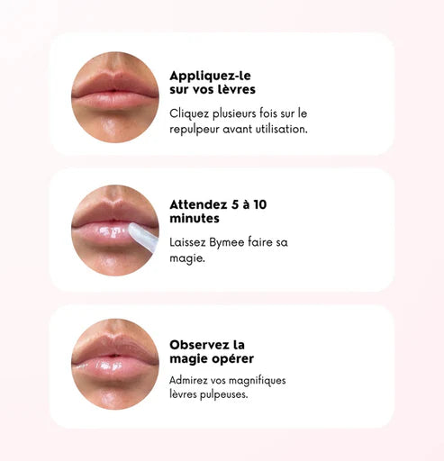Étapes d’application repulpeur lèvres vegan naturel sans injection